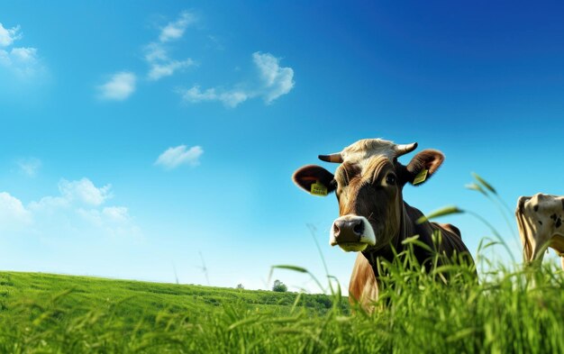 La vache dans une scène de prairie tranquille