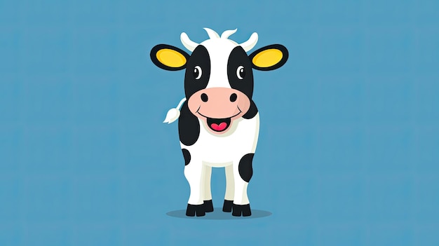 Une vache de dessin animé avec un grand sourire sur le visage