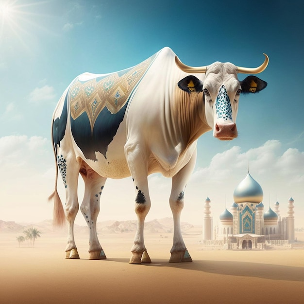 La vache Eid alAdha vente socail post commerçant de bétail photo d'arrière-plan générée par l'IA