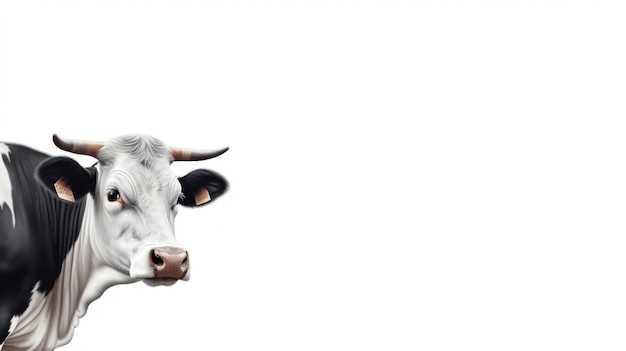 Photo une vache est sur un fond blanc avec un fond blanc.