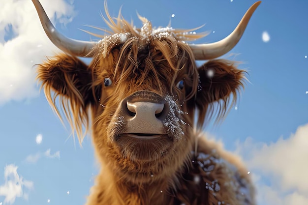 Une vache des Highlands regarde la caméra