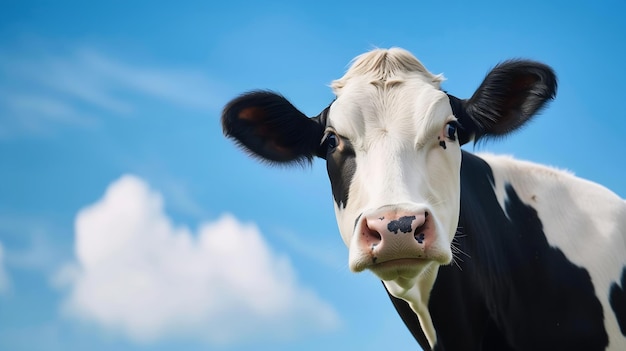 vache isolée sur blanc noir et blanc doux regardé surpris nez rose devant l'IA générative