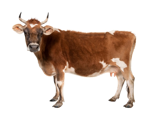 Photo vache jersey brun sur un blanc isolé