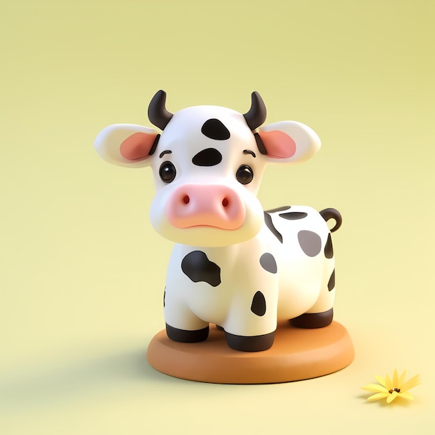 Une vache mignonne dessin animé en 3D