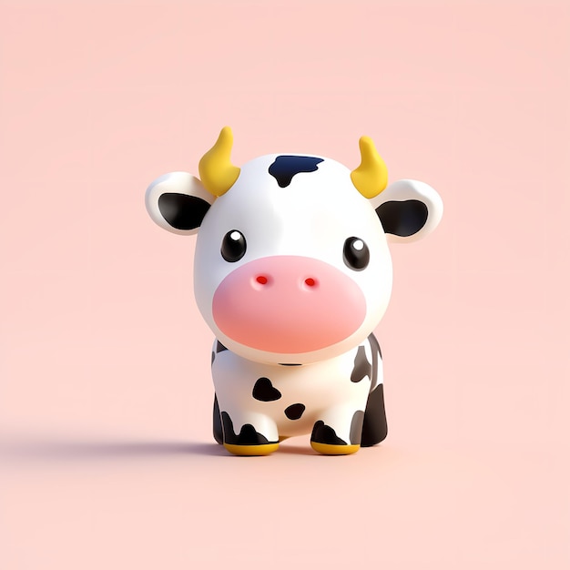 Une vache mignonne dessin animé en 3D