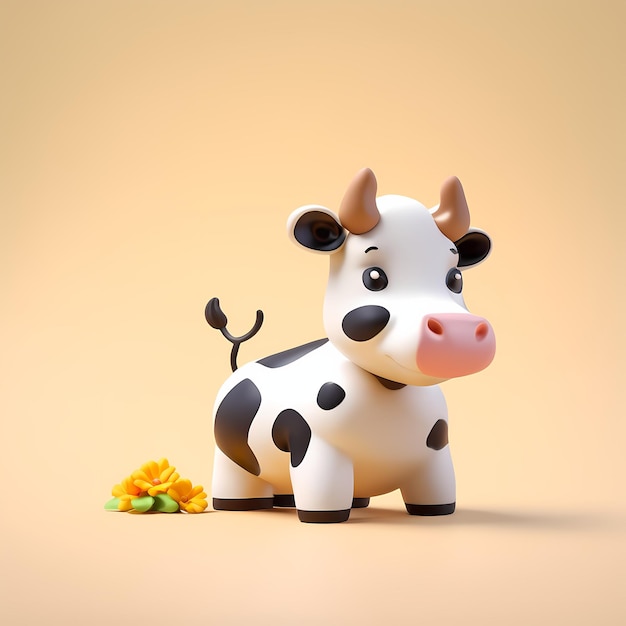 Une vache mignonne dessin animé en 3D