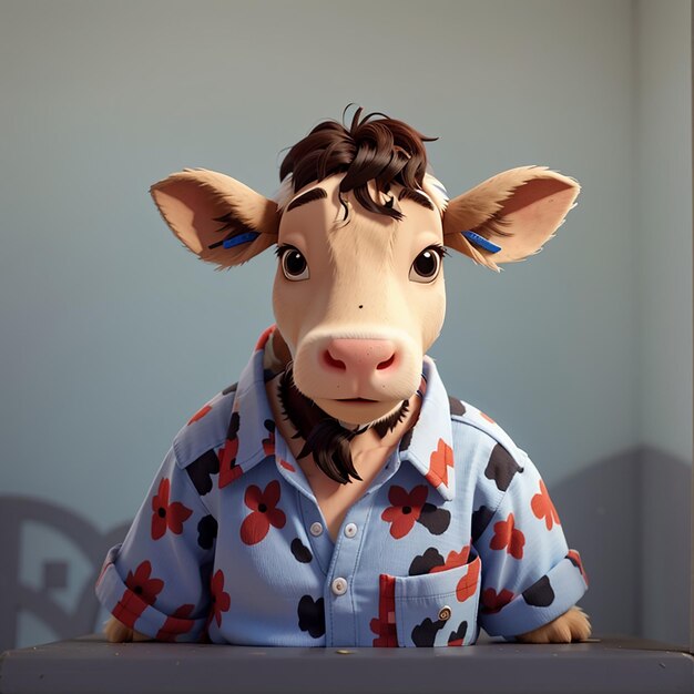 Une vache mignonne qui porte une chemise.