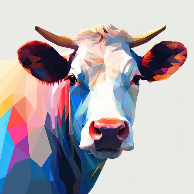 Photo une vache avec un motif coloré sur son visage