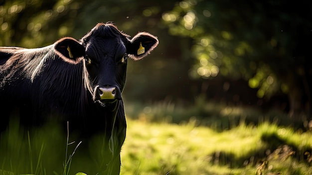 Photo vache noire de ferme