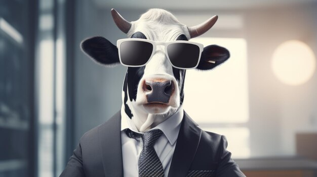 Photo la vache synthétiseuse: un portrait ludique avec des significations cachées