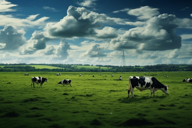 Vaches dans un champ vert