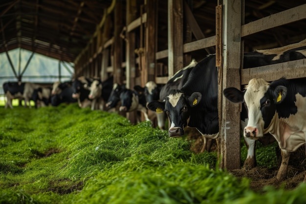 Photo vaches dans l'industrie laitière agricole