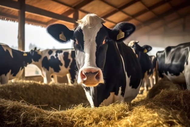 Vaches à la ferme Vaches laitières dans une étable