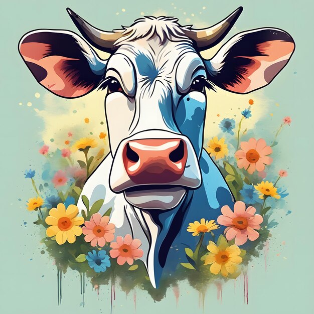 Vaches et fleurs