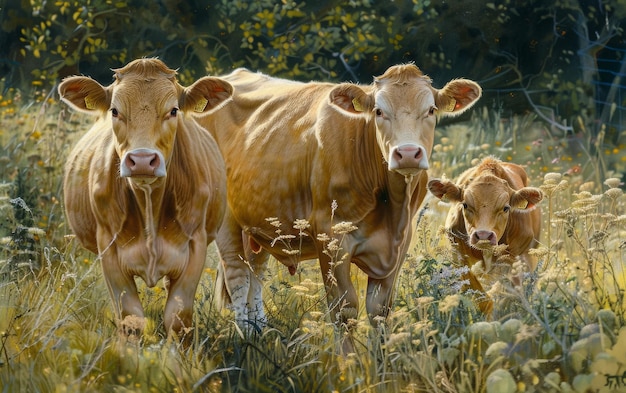 Photo les vaches de guernesey aux manteaux dorés