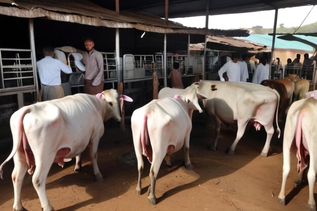 Photo des vaches sapi dans les marchés d'animaux pour préparer des sacrifices à l'aïd al-adha