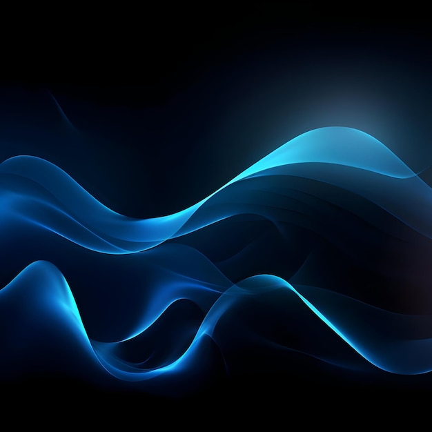 Vague bleue abstraite sur fond noir Arrière-plan abstrait créé avec la technologie d'IA générative