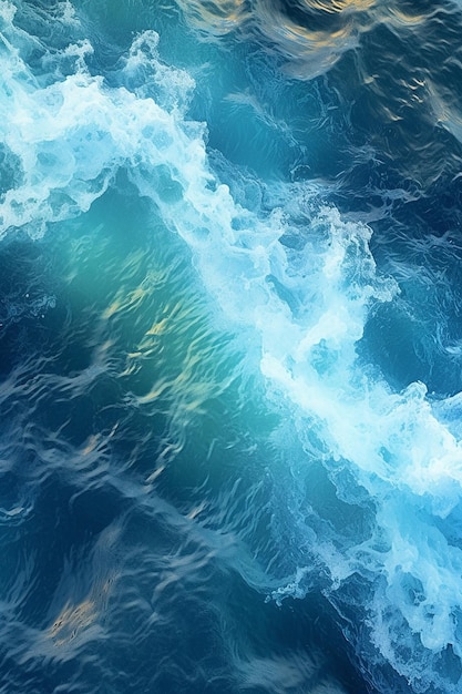 Une vague bleue avec le mot océan dessus
