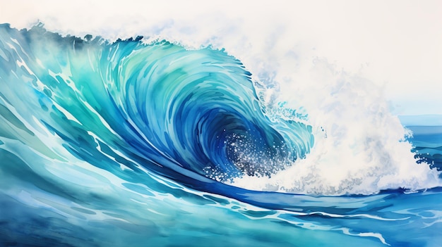 Vague bleue de l'océan avec des éclaboussures et de la mousse illustration 3D