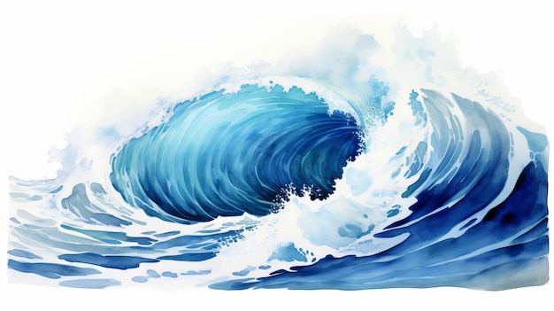 Vague bleue de l'océan avec des éclaboussures et de la mousse illustration 3D