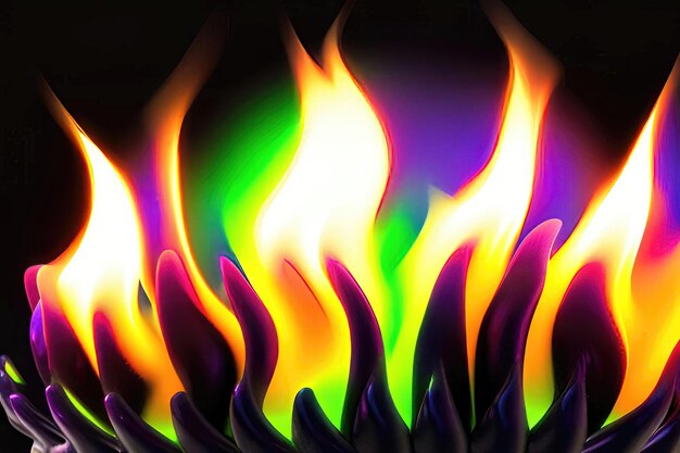 Photo vague de chaleur un mouvement lumineux et coloré de feu et de tourbillons