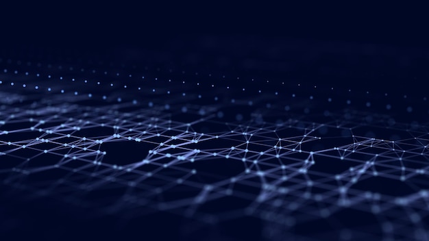 Vague cybernétique dynamique numérique Arrière-plan futuriste abstrait avec des points et des lignes Visualisation de grandes données Illustration vectorielle