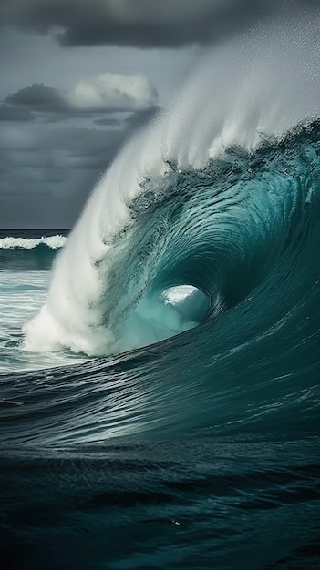 Une vague dans l'océan avec le mot océan dessus