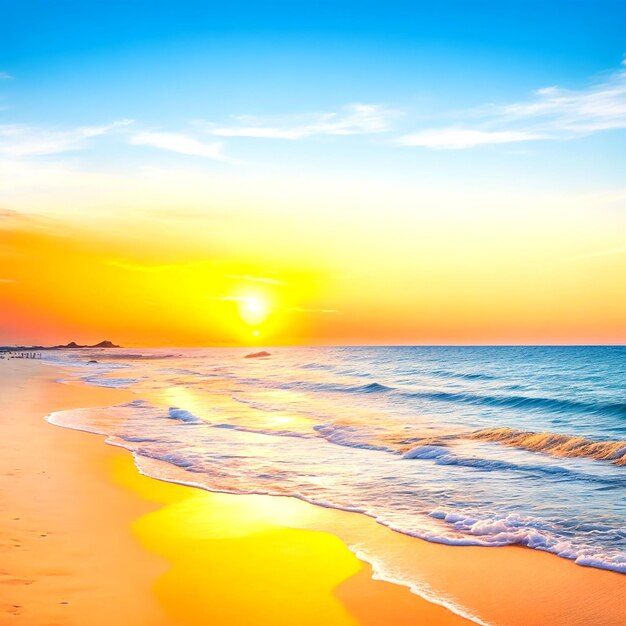 Vague douce d'océan bleu sur la plage de sable Arrière-plan Ai généré