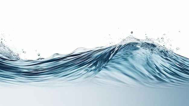 Photo vague d'éclaboussure d'eau bleue sur fond blanc gouttes d'eau illustration de fond d'écran bannière ai générative
