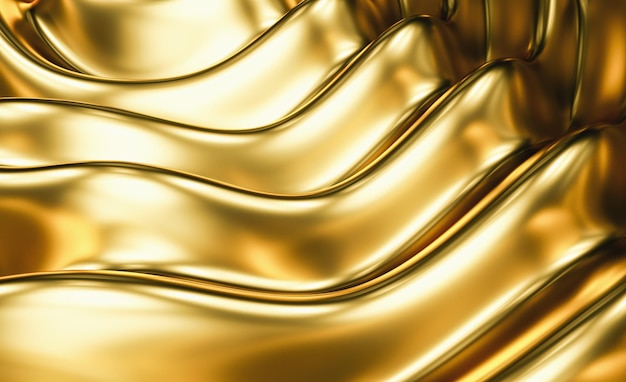 Vague de luxe d'or abstrait rendu 3D