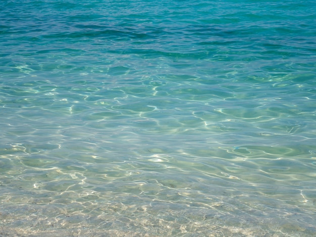 Vague de mer brillante d'eau de mer sur le fond de la plage.