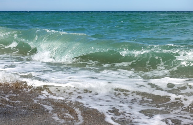 la vague de la mer roule sur le rivage