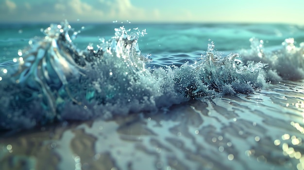 une vague de la mer se roule dans