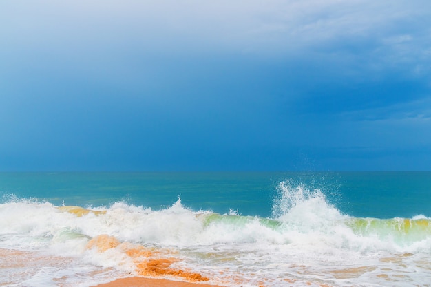 Vague de mousse, en cours d&#39;exécution sur la côte sablonneuse.