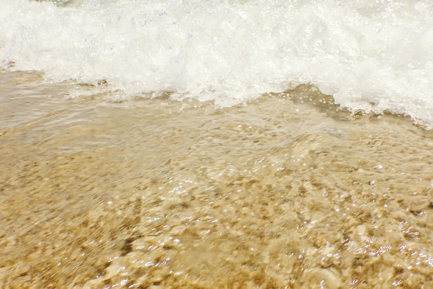 Vague d'océan bleu sur la plage de sable fond d'été