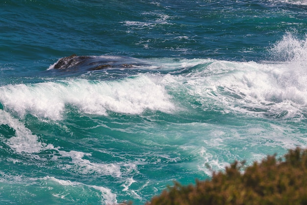 Vague d'océan avec mousse blanche et eau turquoise