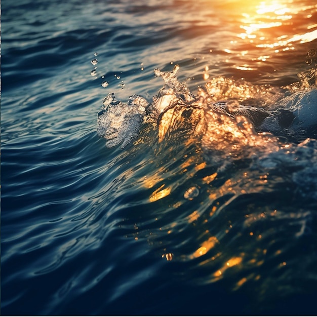 Vague océanique se brisant sur la plage au coucher du soleil Magnifique fond naturel