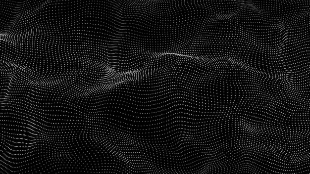 Vague de particules Concept de fond d'onde numérique Fond de technologie abstraite Visualisation de données volumineuses Rendu 3D