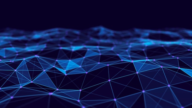 Vague de particules fond abstrait avec une illustration vectorielle d'onde dynamique
