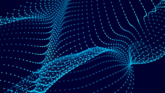 Vague de point futuriste Abstrait avec une vague dynamique Illustration de la technologie des données