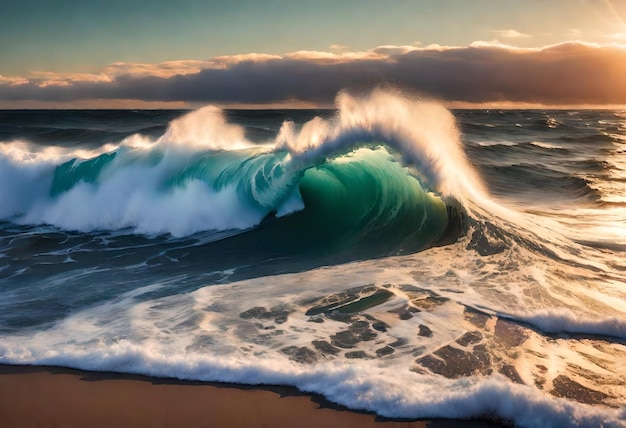 Photo une vague qui s'écrase sur une plage