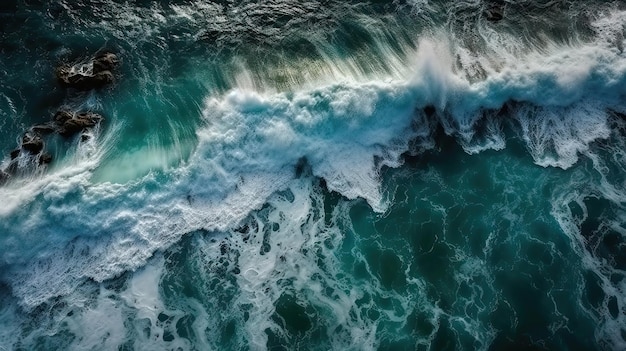 Une vague s'écrase sur l'océan.