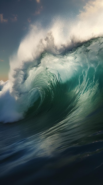 Une vague se brise dans l'océan avec le mot océan dessus.