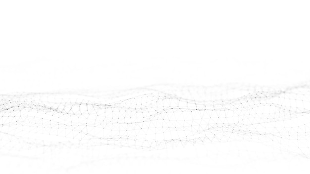 Vague de technologie abstraite de particules Visualisation de données volumineuses Arrière-plan avec des points et des lignes de mouvement Rendu 3d d'intelligence artificielle