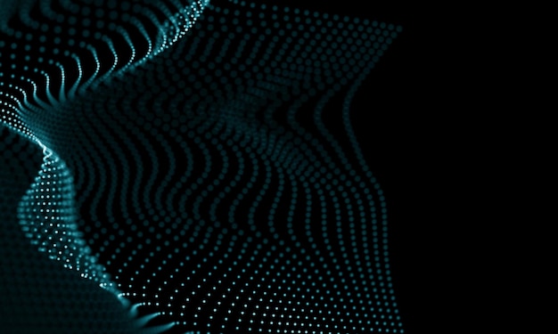 Vague de technologie de données numériques Concept d'onde sonore de particules Fond de vague de données volumineuses et de science des données