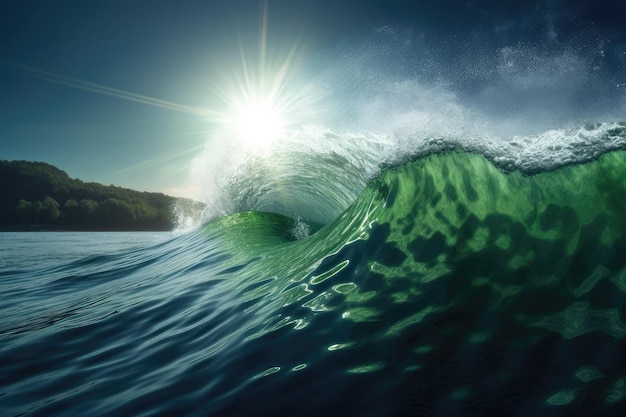 vague verte dans l'eau