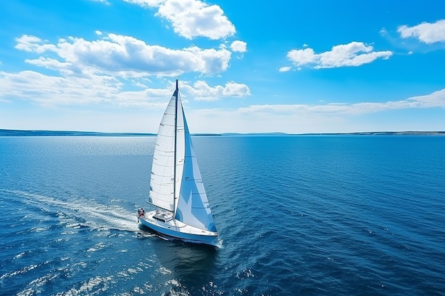 Vague et voilier sur la mer en arrière-plan