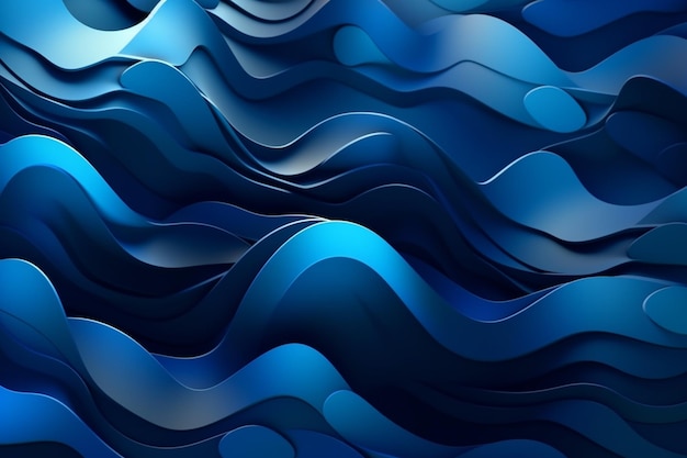 Vagues bleues sur fond sombre.