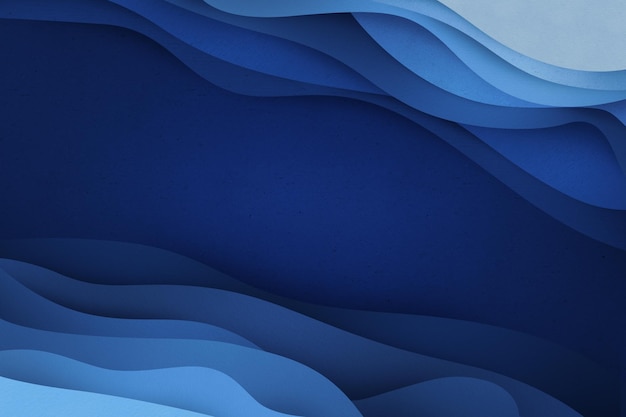 Vagues bleues profondes en papier découpé Applique texturée pour l'arrière-plan Flux fluide.