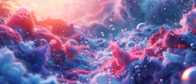 Des vagues de bulles surréalistes dans un océan cosmique